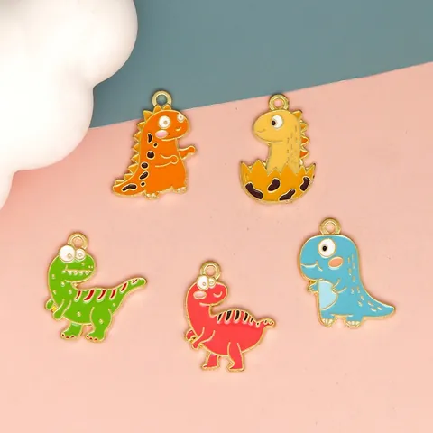 Cartoon Dinosaur Charms Alloy Enamel DIY Jewelry Making Pendants Necklace Bracelet Keychain Cute Animal Style
