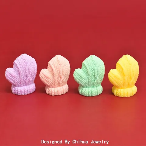 Knitted Texture Mitten Charms Resin Macaron Colors DIY Jewelry Making Decoration Phone Case Hair Accessories Christmas