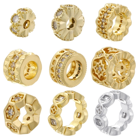 Perline Distanziatrici In Rame Con Zirconi DIY Accessori Per Creazione Gioielli Bracciale Collana Forme Stella Moneta