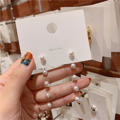 Orecchini Lunghi Con Nappa Di Künstliche Perle E Perno In Argento Sterling 925 Stile Coreano Elegante Gioielli Minimalisti Donna