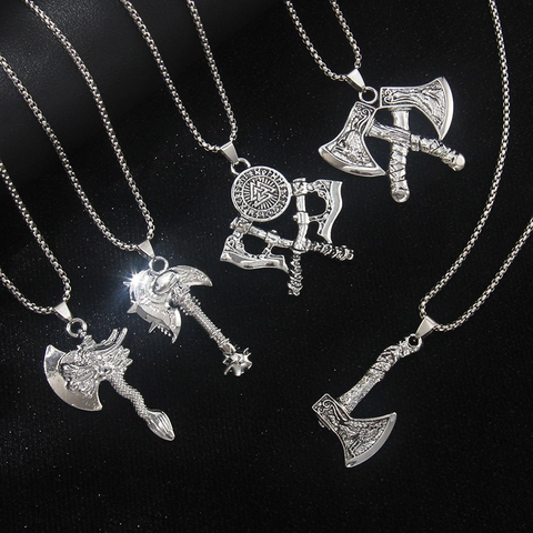 Wikinger Axt Anhänger Halskette Mit Legierungsanhänger Und Edelstahlkette Nordischer Retro Gothic Schmuck Für Herren