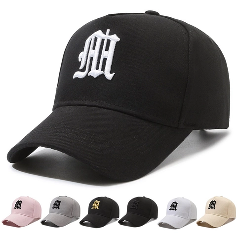 Casquette De Baseball En Coton Lettre Gothique Brodée Ajustable Chapeau De Soleil Extérieur Tendance Pour Hommes Et Femmes