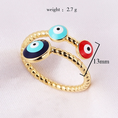 Anello Occhio Del Diavolo Smalto Colorato Rame Placcato Oro Corda Intrecciata Regolabile Gioielli Per Donna Regalo Creativo