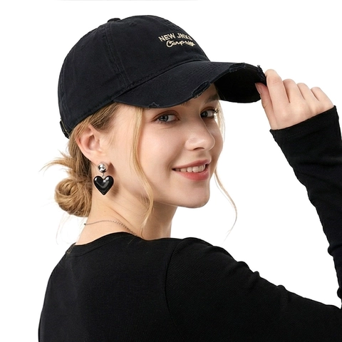 Casquette De Baseball Coton Lavé Design Distressed Broderie Réglable Chapeau Rétro Hip Hop Pour Hommes Et Femmes