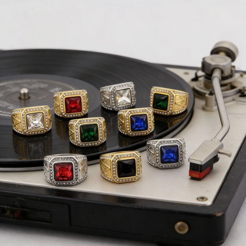 Freimaurer Siegelring Herren Edelstahl Vintage Luxus Quadratischer Edelstein Inlay Hip Hop Punk Schmuck Geschenk