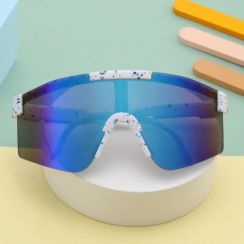 Kinder Sport Sonnenbrille PC Großer Rahmen UV Schutz Outdoor Radfahren Trendiges Spritzlack Muster Für Jungen Mädchen