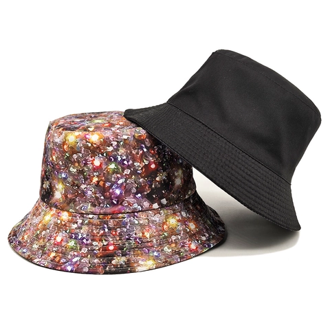 Bunter LED Sternenlicht Fischerhut Retro Polyester Sonnenschutz Bühne Party Accessoire Für Damen
