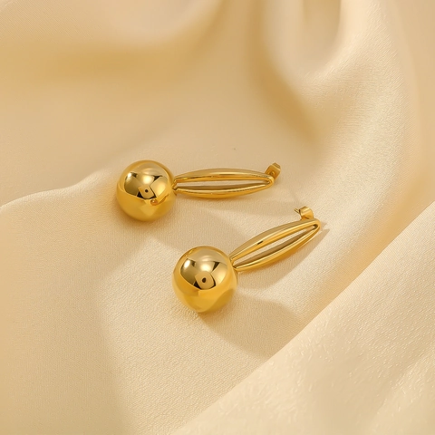 Stainless Steel Oval Hollow Ball Pendant Dangle Earrings For Women High End Geometric Drop Earrings Minimalist Jewelry Gift