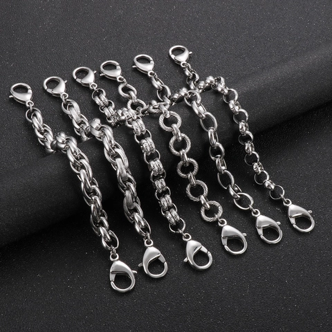 Minimalist 316L Stainless Steel Chain Bracelet For Men Industrial Punk Style High Polished Silver Color Hip Hop Jewelry