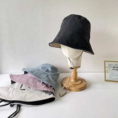 Cappello Da Pescatore In Nylon Reversibile Donna Protezione Solare Traspirante Pieghevole Estate Con Cordino Antivento