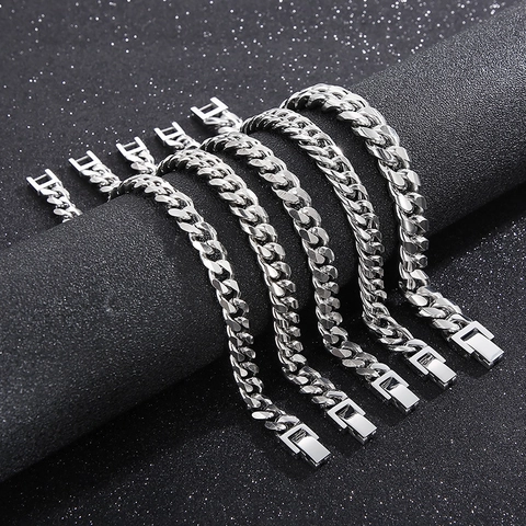 Cuban Link Armband Edelstahl Hip Hop Panzerkette Modeschmuck Unisex Silberglanz Poliert Minimalistisches Accessoire