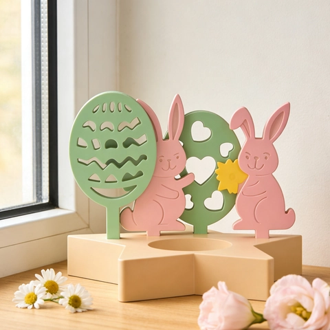 Easter Bunny Egg Silicone Mold Resin Casting DIY Craft Star Candlestick Base Ornament Desktop Decoration Handmade