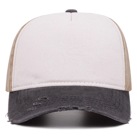 Vintage Distressed Washed Denim Baseball Cap For Men Women Contrast Color Ripped Sun Hat Adjustable Fashion Outdoor Casual Hat