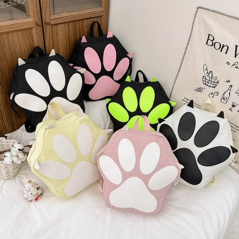 Zaino Per Bambini Zampa Di Gatto 3D In Nylon Cartone Animato Forma Di Animale Borsa Da Scuola Per Bambini Piccoli