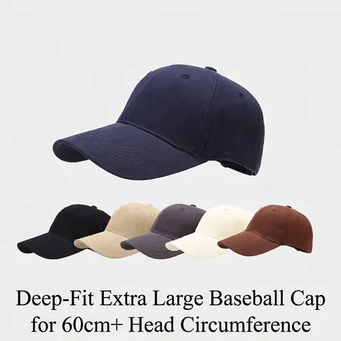 Cotton Baseball Cap Sun Protection Big Head Size Oversized Adjustable Solid Color Minimalist Outdoor Casual Men Hat