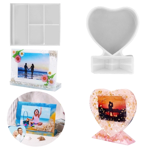 Stampo In Silicone Per Cornici Foto DIY Cuore Rettangolo Quadrato Resina Epossidica Cristallo Artigianato