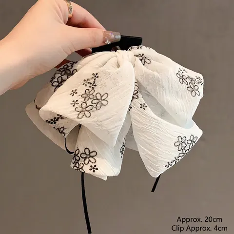 Molletta Per Capelli A Fiocco Retrò Francese Per Donna In Tessuto Chiffon Con Ricamo Floreale E Eleganti Nastri Lunghi Accessorio