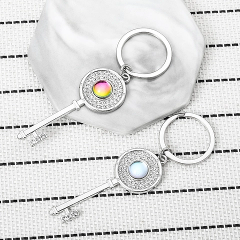 Llavero Brillante En Forma De Llave Con Cristales Aleación De Zinc Diseño Vintage Adorno De Bolso Regalo
