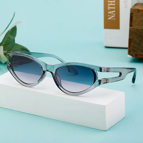 Dames Mode Ovale Cat Eye Zonnebril PC Frame Uitgesneden Pootjes UV400 Bescherming Outdoor Shades