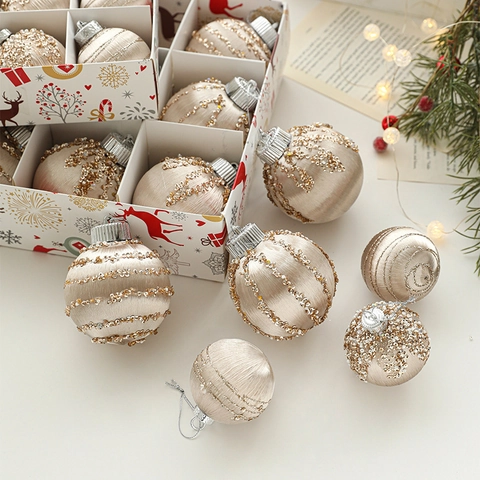 Palline Di Natale Glitter Perline Decorazioni Appese Albero Di Natale Champagne Oro Bianco Plastica Schiuma