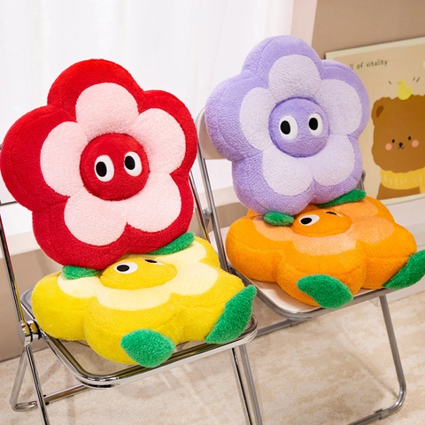 Plush Flower Pillow Soft Cartoon Eye Cushion Decorative Sofa Backrest For Living Room Home Bedroom Vibrant Colors
