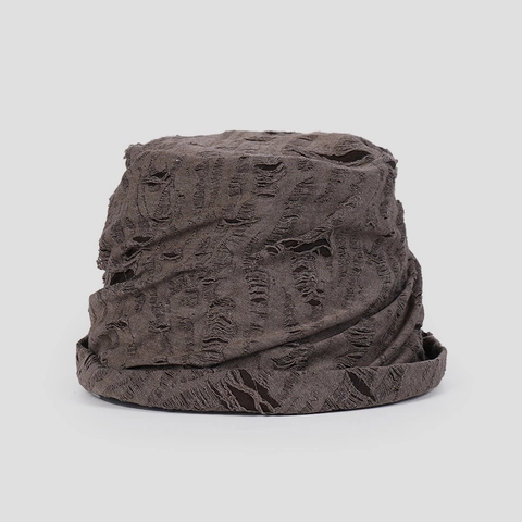 Chapeau Bob Déchiré Coton Plissé Trou Nomade Style Rétro Streetwear Respirant Pliable Pour Femmes