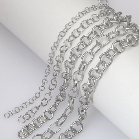 Catene Per Gioielli DIY In Acciaio Inossidabile Maglie Rotonde Ovali Croce Semilavorate Per Creazione Di Collane Bracciali