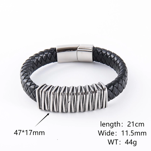 Bracciale In Pelle Intrecciata Da Uomo Con Chiusura Magnetica In Acciaio Inossidabile 304 Braccialetto Vintage Stile Business Casual