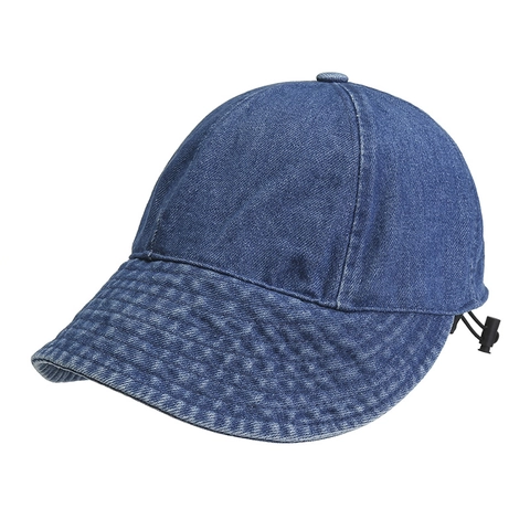 Vintage Washed Polyester Denim Bucket Hat For Women Men Sun Protection Wide Brim Fisherman Hat Adjustable Windproof Outdoor Cap