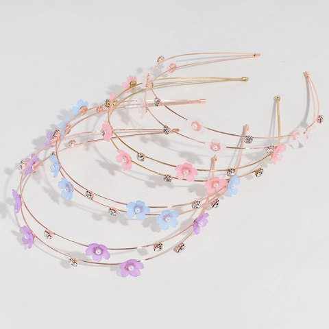 Double Layer Headband Alloy Rhinestone Faux Artificial Pearl Fabric Flower Hair Band Korean Sweet Floral Accessories For Women