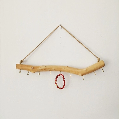 Organizzatore Da Parete In Legno Naturale Con Ganci Metallici Per Gioielli E Chiavi Rastrelliera Rustica In Legno Alla Moda