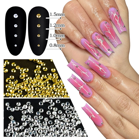 Borchie In Metallo Per Nail Art Mini Rivetti Tondi Lega Lucida Oro Argento Accessori Per Manicure Fai Da Te Decorazioni Professionali