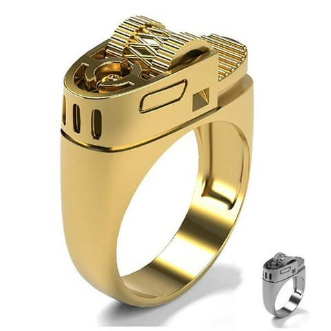 Anello da Uomo Stile Punk a Forma di Accendino in Lega con Finitura Galvanica Gioiello