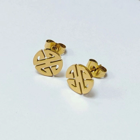 Orecchini a Bottone in Acciaio Inossidabile Placcato Oro 18K per Donna Stile Coreano Geometrico Floreale a Forma di U Gioielli