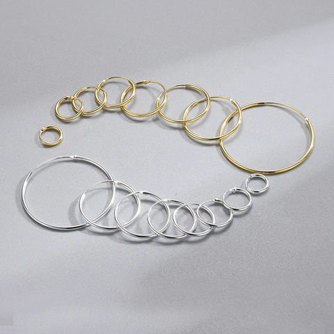 925 Sterling Silver Minimalist Round Hoop Earrings For Women Geometric Circle Earrings Gold Silver Plated Fashion Jewelry