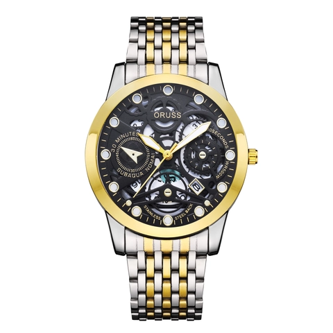 Men Quartz Watch Skeleton Dial Waterproof Stainless Steel Strap Business Luxury Fashion Luminous Date Wristwatch