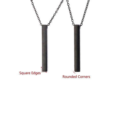 Stainless Steel Vertical Bar Pendant Necklace Minimalist Polished Geometric Square Pillar Jewelry For Men And Women