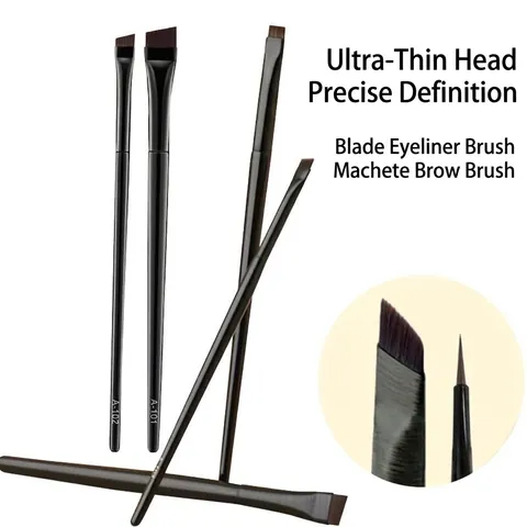 Ultra Dunne Blade Eyeliner Borstel Schuine Wenkbrauwborstel Synthetische Vezel Professionele Oogmake-up Tool