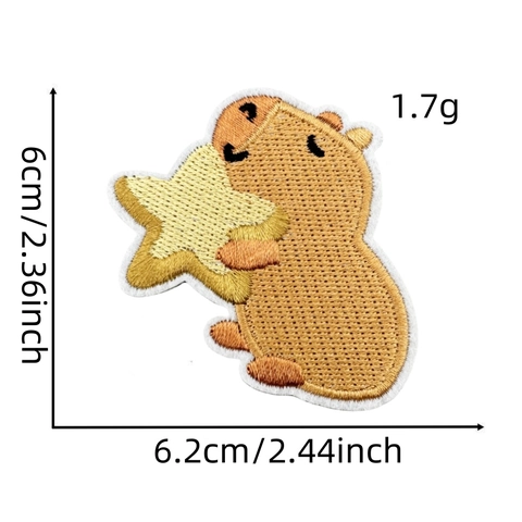 Toppe Ricamate Cartone Animato Capybara Termoadesive Applicazioni Decorative Per Vestiti Bambini Zaini Cucito Fai Da Te