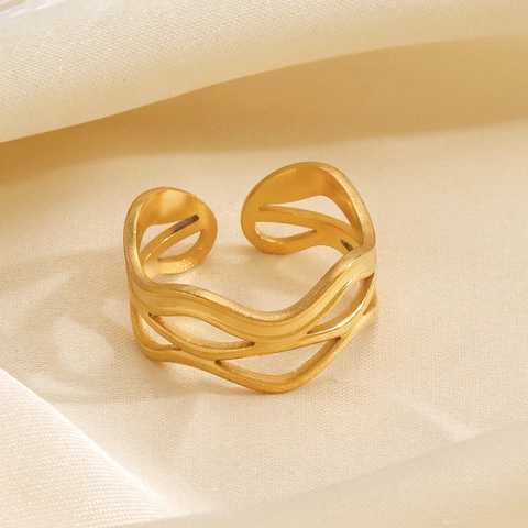 Minimalistische Golf Holle Open Ring 18K Verguld Roestvrij Staal Geometrische Lijn Mode Sieraden Voor Vrouwen