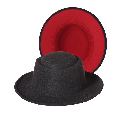 Kids Wool Felt Fedora Hat Two Tone Wide Brim British Style Jazz Cap For Boys Girls
