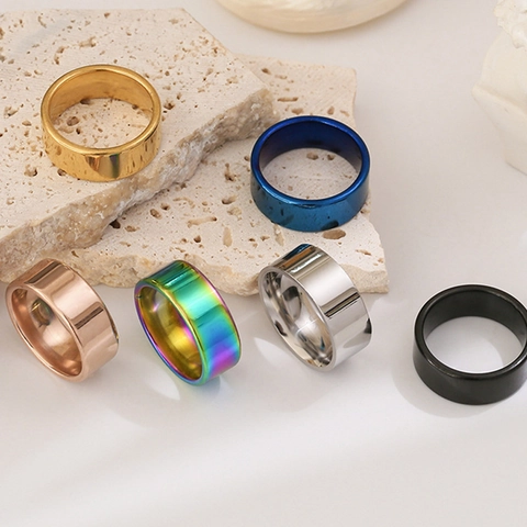 Anillo De Banda Minimalista Acero Inoxidable Acabado Pulido Espejo Joyería De Moda Para Hombres Unisex