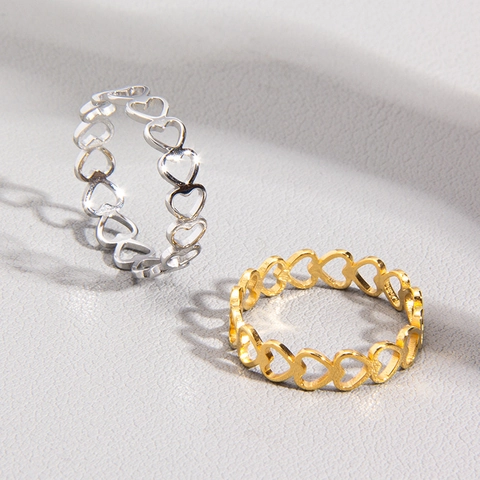 Anello Minimalista con Cuore in Acciaio al Titanio Traforato Oro Argento Nero Gioielli alla Moda per Donna Regalo Quotidiano Romantico