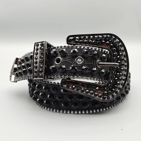 Faux Leather Rhinestone Belt Western Punk Studded Rivet Large Alloy Buckle Hip Hop Fashion Accessory For Men Women