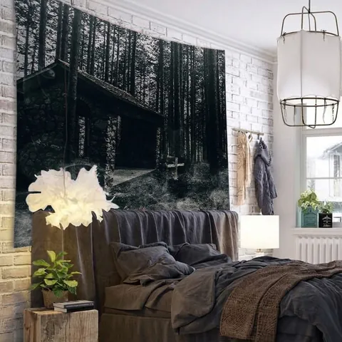 Halloween Tapestry Polyester Wall Hanging Bedroom Dorm Decor Dark Gothic Pumpkin Bat Black Cat Happy Halloween Art Backdrop