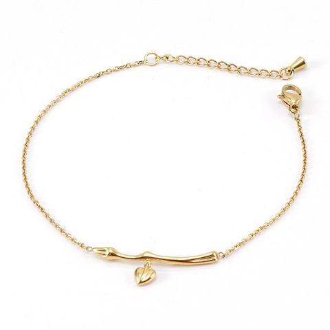 Pulsera De Acero Inoxidable Con Dije De Corazón Para Mujer Chapado En Oro De 18 Quilates Cadena De Eslabones Ajustable