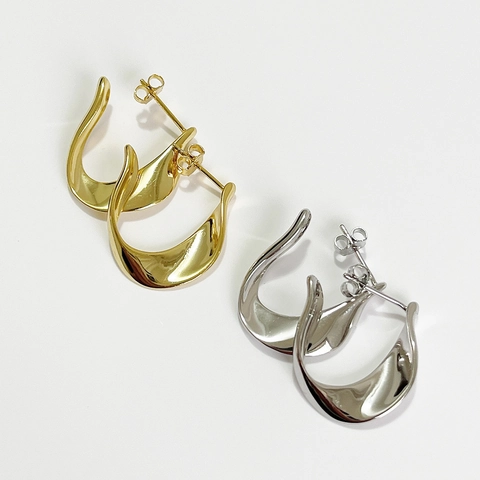 Orecchini A Lobo In Argento Sterling 925 A Forma Di U Design Geometrico Irregolare Stile Francese Minimalista