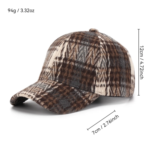 Berretto Da Baseball A Quadri Vintage Texture Di Lana Corona Strutturata Cappello Regolabile A Lingua D'Anatra Per Uomo Donna All'Aperto