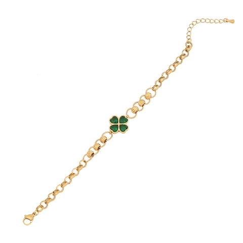 Emerald Green Heart Square Clover Stainless Steel Bracelet For Women Adjustable Fashion Elegant Jewelry