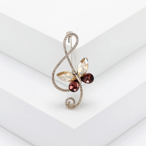 Spilla Farfalla Nota Musicale Chiave Di Violino Vintage Lega Strass Cristallo Spilla Da Bavero Gioielli Di Moda Artistica